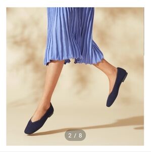 Vivaia Margot 2.0 Square Toe V-Cut Flats Deep Navy Blue - 42/10.5